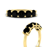 Load image into Gallery viewer, 2.50-carat-round-black-diamond-5-stone-wedding-band-in-yellow-gold-FDENS141ROBGBLACKANGLE3-2.50CT-NL-YG
