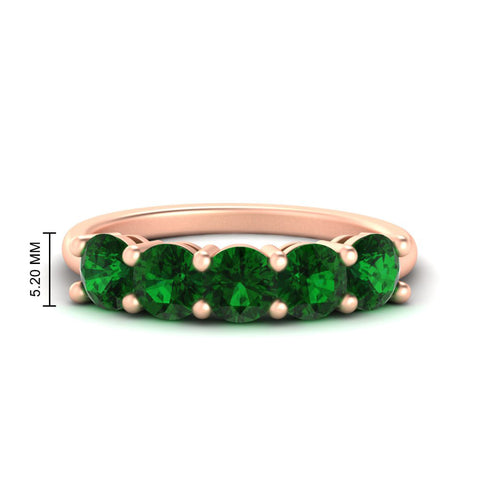 2.50-carat-round-emerald-5-stone-wedding-band-in-rose-gold-FDENS141ROBGEMGR-2.50CT-NL-RG-HW