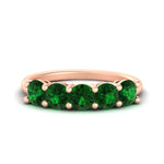 Load image into Gallery viewer, 2.50-carat-round-emerald-5-stone-wedding-band-in-rose-gold-FDENS141ROBGEMGR-2.50CT-NL-RG
