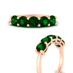 Load image into Gallery viewer, 2.50-carat-round-emerald-5-stone-wedding-band-in-rose-gold-FDENS141ROBGEMGRANGLE3-2.50CT-NL-RG

