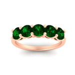 Load image into Gallery viewer, 2.50-carat-round-emerald-5-stone-wedding-band-in-rose-gold-FDENS141ROBGEMGRANGLE5-2.50CT-NL-RG
