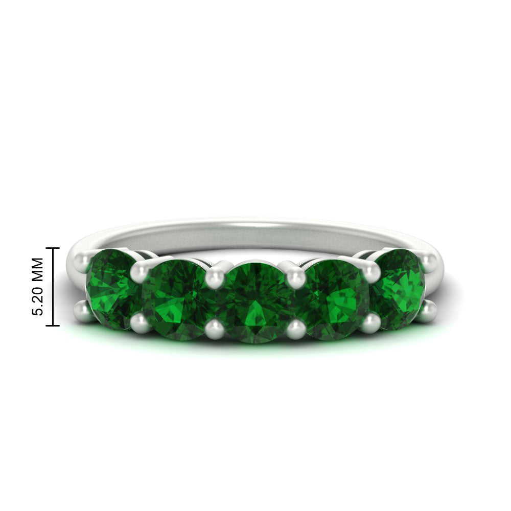 2.50-carat-round-emerald-5-stone-wedding-band-in-white-gold-FDENS141ROBGEMGR-2.50CT-NL-WG-HW
