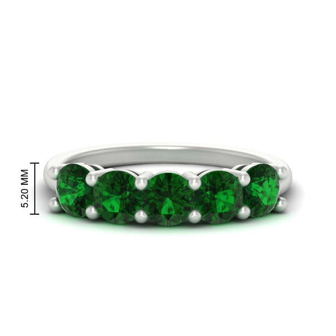 2.50-carat-round-emerald-5-stone-wedding-band-in-white-gold-FDENS141ROBGEMGR-2.50CT-NL-WG-HW