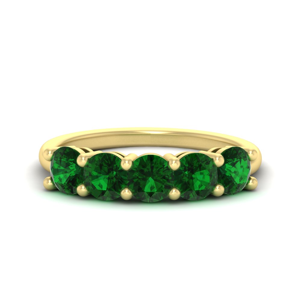 2.50-carat-round-emerald-5-stone-wedding-band-in-yellow-gold-FDENS141ROBGEMGR-2.50CT-NL-YG
