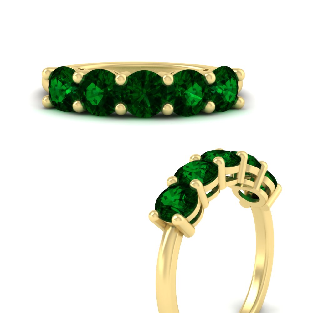 2.50-carat-round-emerald-5-stone-wedding-band-in-yellow-gold-FDENS141ROBGEMGRANGLE3-2.50CT-NL-YG