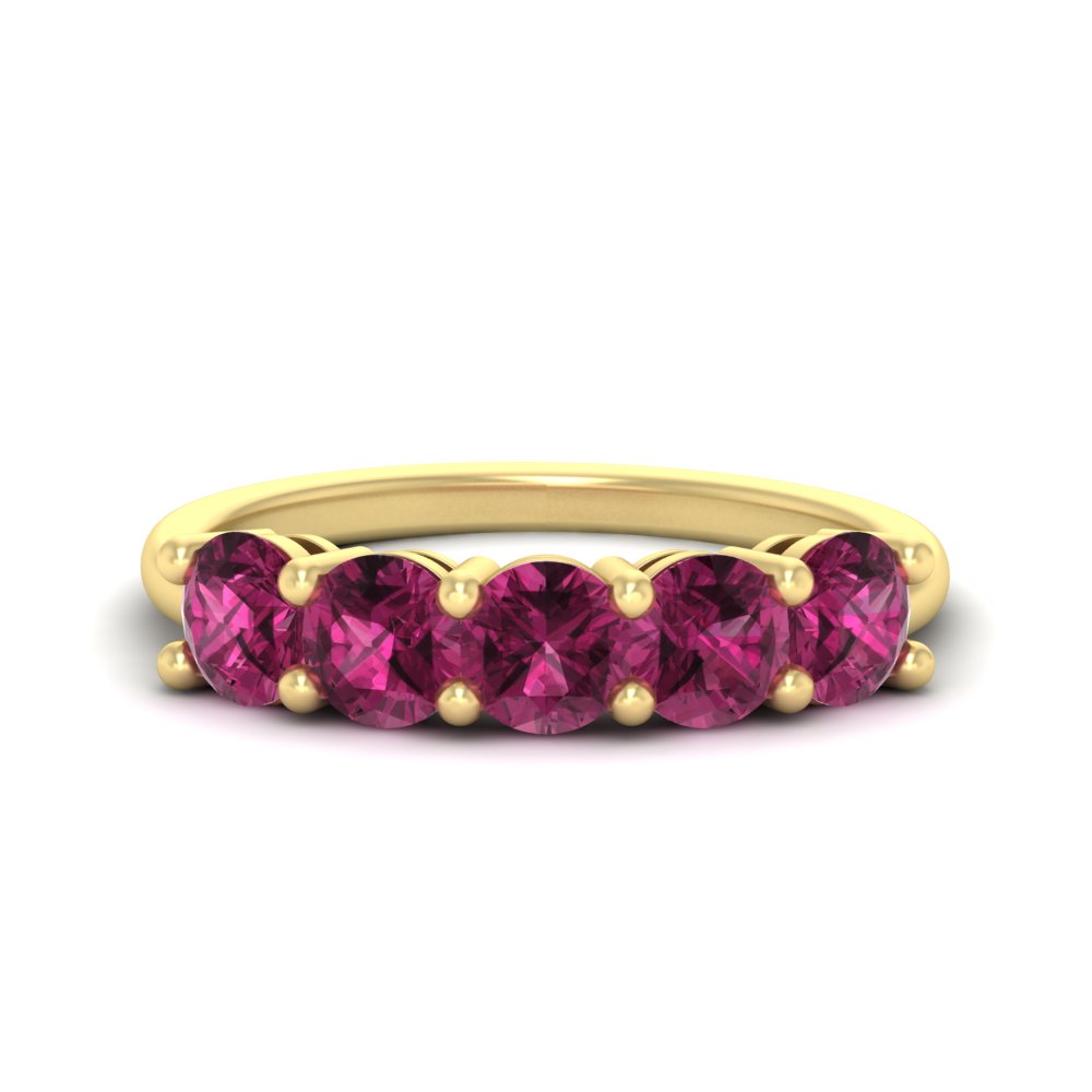 2.50-carat-round-pink-sapphire-5-stone-wedding-band-in-yellow-gold-FDENS141ROBGSADRPI-2.50CT-NL-YG