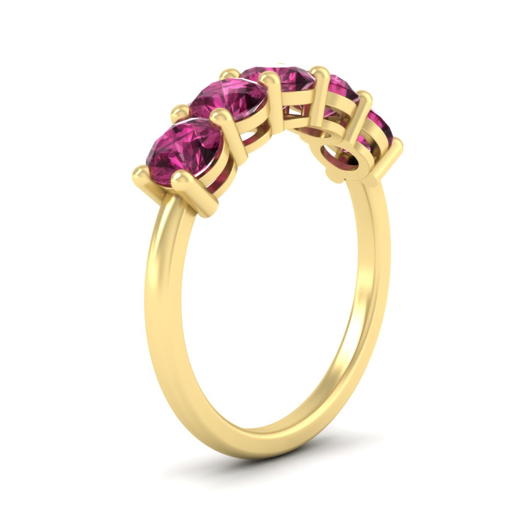 2.50-carat-round-pink-sapphire-5-stone-wedding-band-in-yellow-gold-FDENS141ROBGSADRPIANGLE2-2.50CT-NL-YG