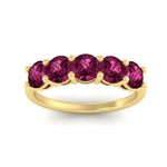Load image into Gallery viewer, 2.50-carat-round-pink-sapphire-5-stone-wedding-band-in-yellow-gold-FDENS141ROBGSADRPIANGLE5-2.50CT-NL-YG
