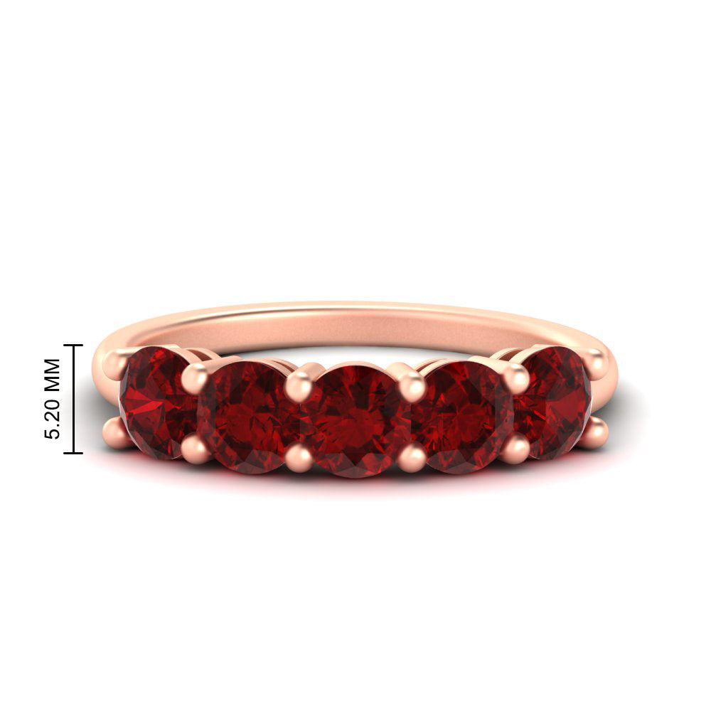 2.50-carat-round-ruby-5-stone-wedding-band-in-rose-gold-FDENS141ROBGRUDR-2.50CT-NL-RG-HW