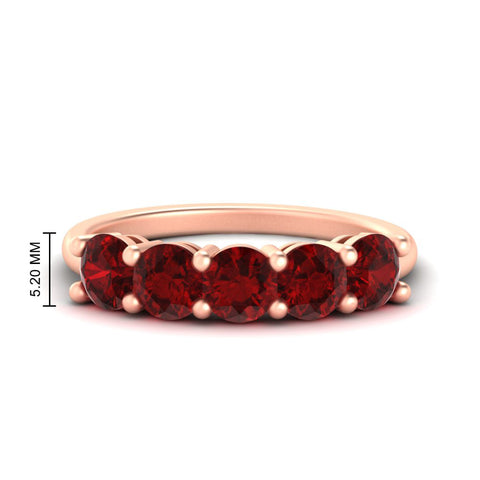 2.50-carat-round-ruby-5-stone-wedding-band-in-rose-gold-FDENS141ROBGRUDR-2.50CT-NL-RG-HW