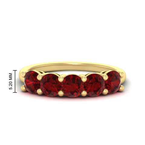 2.50-carat-round-ruby-5-stone-wedding-band-in-yellow-gold-FDENS141ROBGRUDR-2.50CT-NL-YG-HW