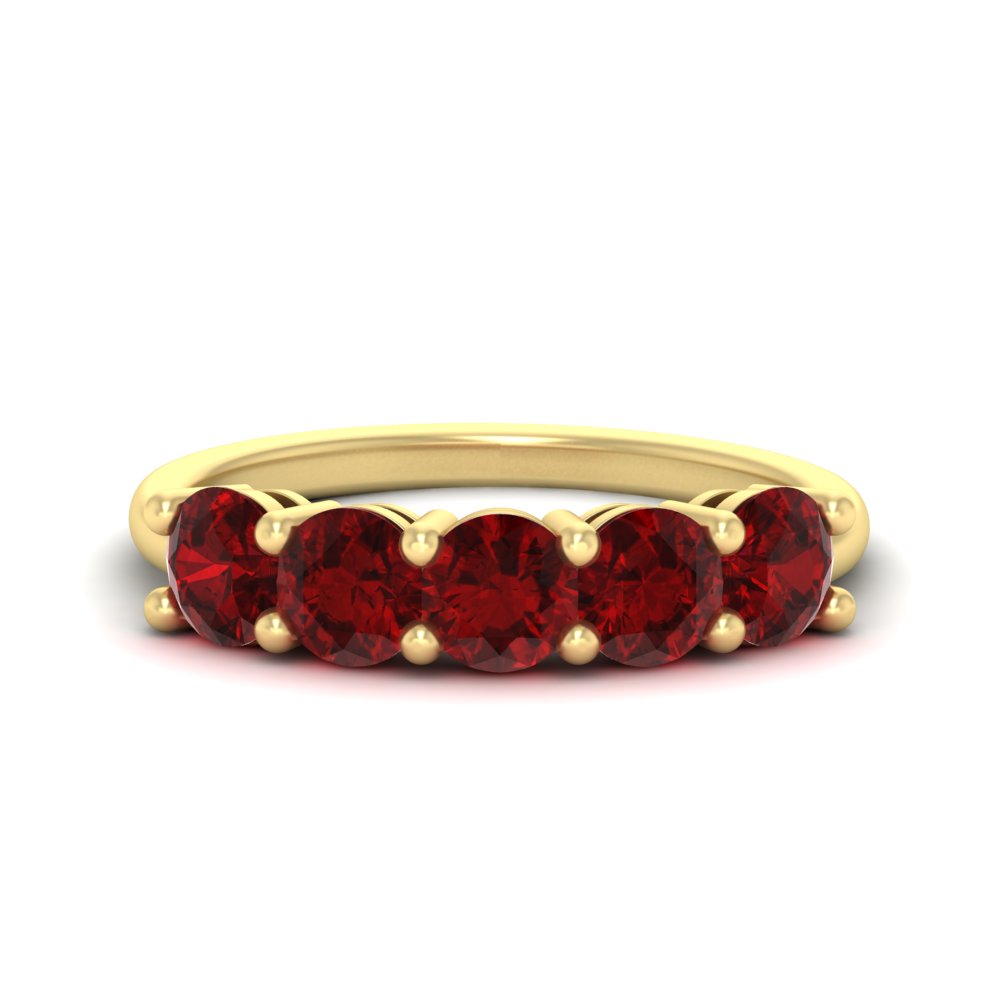 2.50-carat-round-ruby-5-stone-wedding-band-in-yellow-gold-FDENS141ROBGRUDR-2.50CT-NL-YG