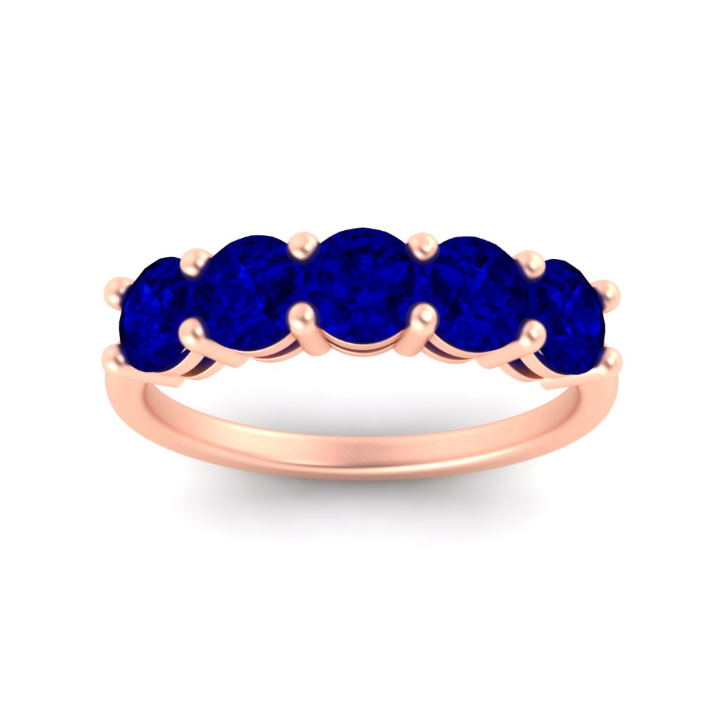 2.50-carat-round-sapphire-5-stone-wedding-band-in-rose-gold-FDENS141ROBGSABLANGLE5-2.50CT-NL-RG