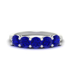 Load image into Gallery viewer, 2.50-carat-round-sapphire-5-stone-wedding-band-in-white-gold-FDENS141ROBGSABL-2.50CT-NL-WG
