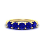 Load image into Gallery viewer, 2.50-carat-round-sapphire-5-stone-wedding-band-in-yellow-gold-FDENS141ROBGSABL-2.50CT-NL-YG
