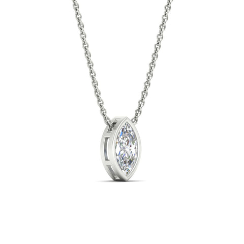 Marquise Cut Single Diamond Bezel Pendant Necklace