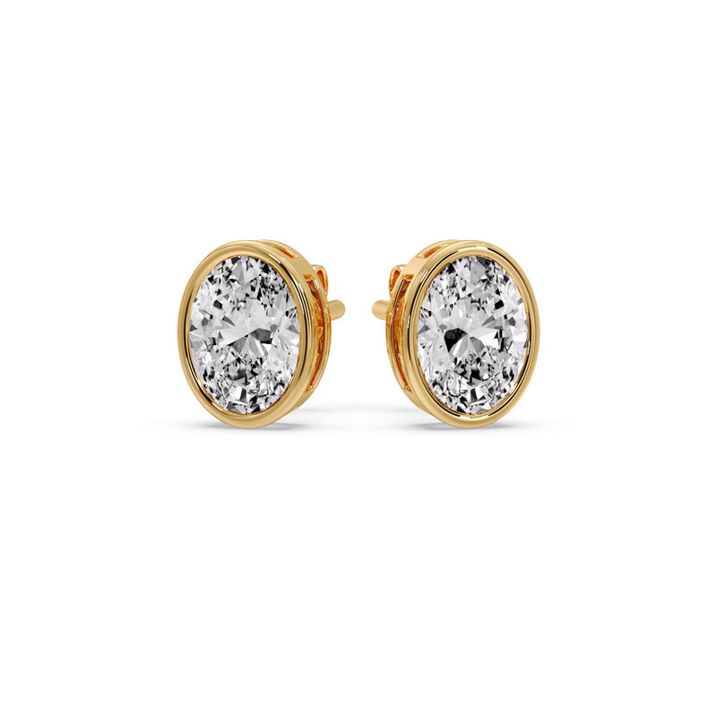 Bezel Stud Earring Oval Diamond