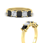 Load image into Gallery viewer, 2.50-ct-princess-black-diamond-five-stone-wedding-ring-in-yellow-gold-fdwb8008prblackangle3-2.50ct-nl-yg.jpg