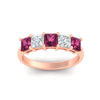Load image into Gallery viewer, 2.50-ct-princess-pink-sapphire-five-stone-wedding-ring-in-rose-gold-fdwb8008prgsadrpiangle5-2.50ct-nl-rg.jpg