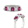 Load image into Gallery viewer, 2.50-ct-princess-pink-sapphire-five-stone-wedding-ring-in-white-gold-fdwb8008prgsadrpiangle3-2.50ct-nl-wg.jpg