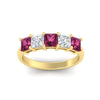 Load image into Gallery viewer, 2.50-ct-princess-pink-sapphire-five-stone-wedding-ring-in-yellow-gold-fdwb8008prgsadrpiangle5-2.50ct-nl-yg.jpg