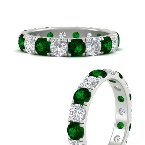 2.50-ct.-diamond-and-emerald-double-prong-eternity-wedding-band-in-white-gold-FDEWB8371GEMGRANGLE3-2.50CT-NL-WG
