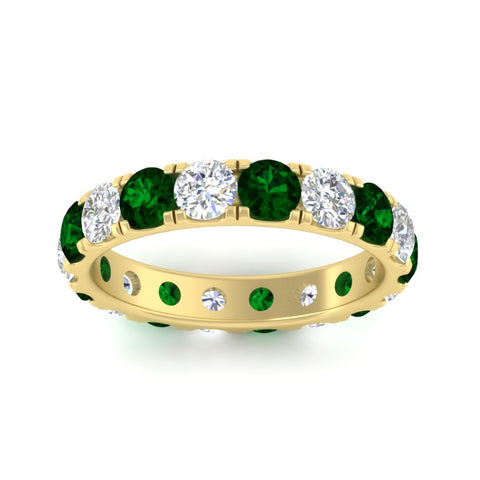 2.50-ct.-diamond-and-emerald-double-prong-eternity-wedding-band-in-yellow-gold-FDEWB8371GEMGRANGLE5-2.50CT-NL-YG