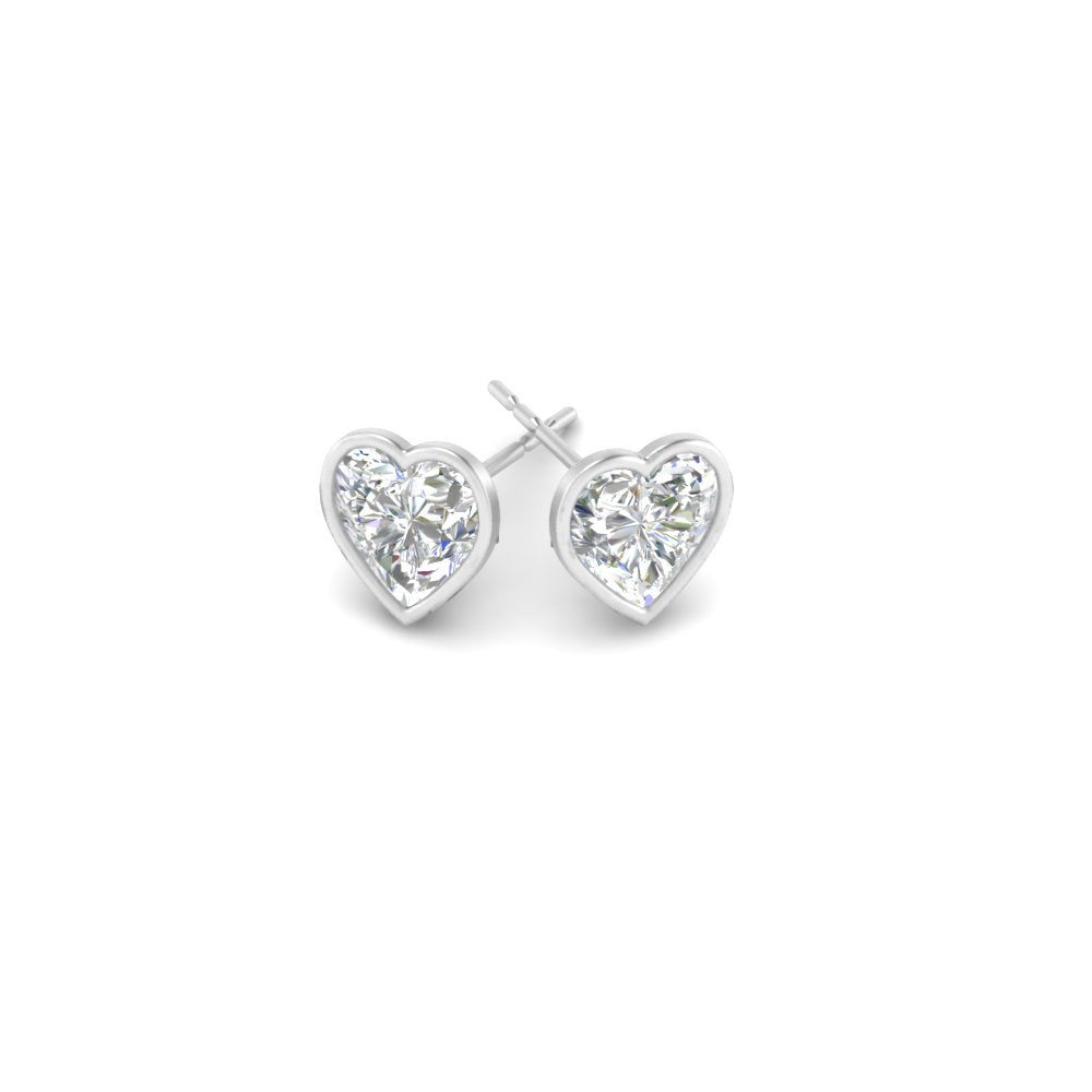 Heart Shape Bezel Stud Earring
