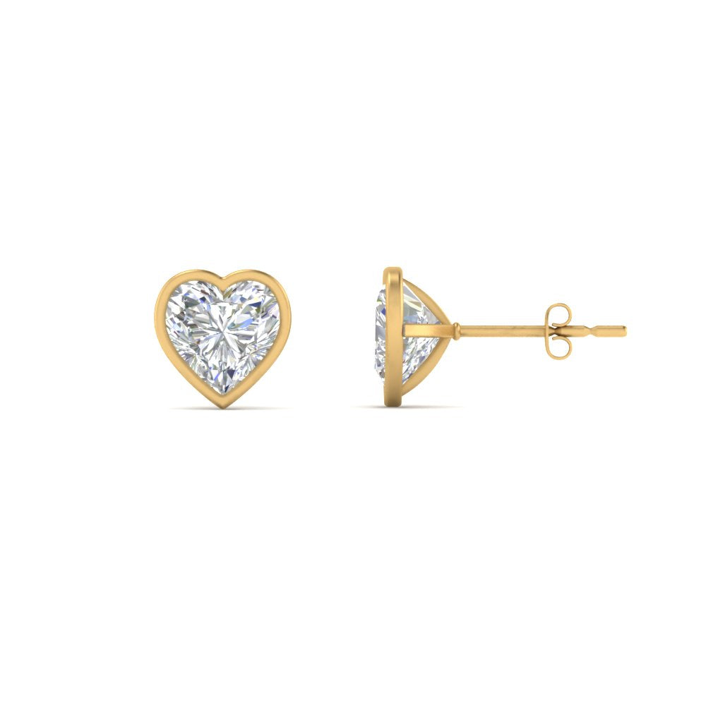 Heart Shape Bezel Stud Earring