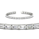 Load image into Gallery viewer, Emerald-Cut-East-West-Tennis-Bracelet-In-Yellow-Gold-FDBRC10220HAND-NL-YG
