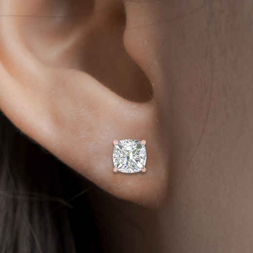 Cushion Diamond Basket Stud Earring