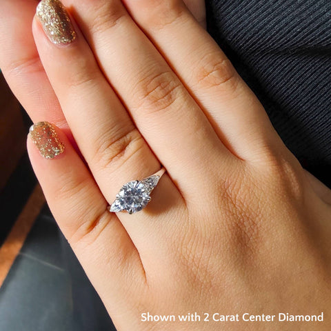 Round And Pear Shape 3 Stone Trellis Ring