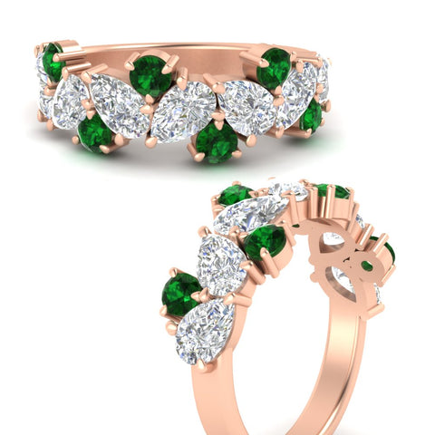 3-carat-alternative-pear-and-round-emerald-wedding-band-ring-in-rose-gold-FD9174BGEMGRANGLE3-3.00CT-NL-RG