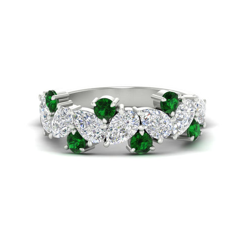 3-carat-alternative-pear-and-round-emerald-wedding-band-ring-in-white-gold-FD9174BGEMGR-3.00CT-NL-WG