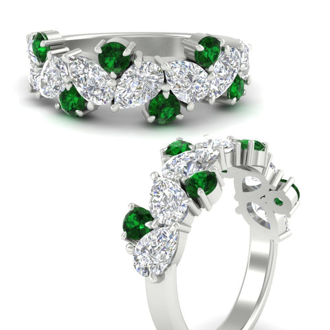 3-carat-alternative-pear-and-round-emerald-wedding-band-ring-in-white-gold-FD9174BGEMGRANGLE3-3.00CT-NL-WG