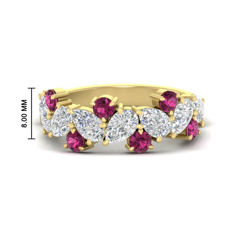 3-carat-alternative-pear-and-round-pink-sapphire-wedding-band-ring-in-yellow-gold-FD9174BGSADRPI-3.00CT-NL-YG-HW