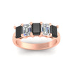 Load image into Gallery viewer, 3-carat-emerald-cut-5-stone-black-diamond-wedding-band-in-rose-gold-fdwb8008emblackangle5-3.00ct-nl-rg