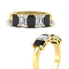 Load image into Gallery viewer, 3-carat-emerald-cut-5-stone-black-diamond-wedding-band-in-yellow-gold-fdwb8008emblackangle3-3.00ct-nl-yg
