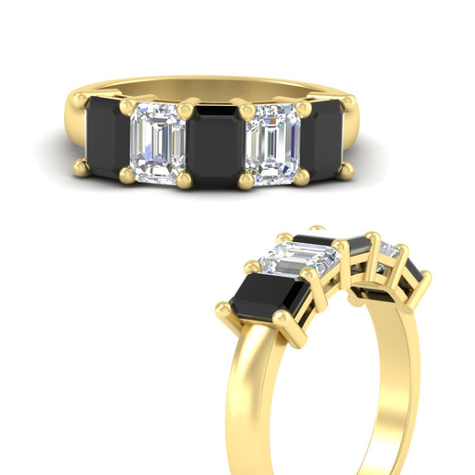 3-carat-emerald-cut-5-stone-black-diamond-wedding-band-in-yellow-gold-fdwb8008emblackangle3-3.00ct-nl-yg