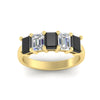 Load image into Gallery viewer, 3-carat-emerald-cut-5-stone-black-diamond-wedding-band-in-yellow-gold-fdwb8008emblackangle5-3.00ct-nl-yg