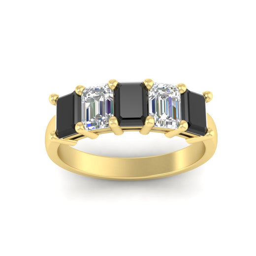 3-carat-emerald-cut-5-stone-black-diamond-wedding-band-in-yellow-gold-fdwb8008emblackangle5-3.00ct-nl-yg