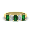 Load image into Gallery viewer, 3-carat-emerald-cut-5-stone-emerald-wedding-band-in-yellow-gold-fdwb8008emgemgrsleep-3.00ct-nl-yg