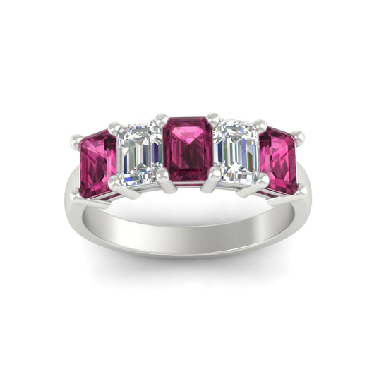 3-carat-emerald-cut-5-stone-pink-sapphire-wedding-band-in-white-gold-fdwb8008emgsadrpiangle5-3.00ct-nl-wg
