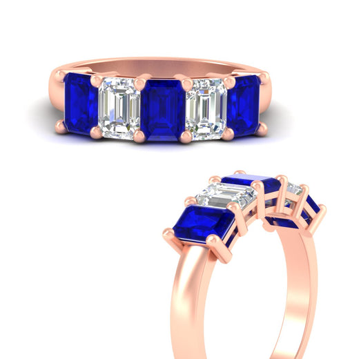 3-carat-emerald-cut-5-stone-sapphire-wedding-band-in-rose-gold-fdwb8008emgsablangle3-3.00ct-nl-rg