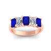 Load image into Gallery viewer, 3-carat-emerald-cut-5-stone-sapphire-wedding-band-in-rose-gold-fdwb8008emgsablangle5-3.00ct-nl-rg
