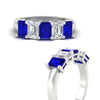Load image into Gallery viewer, 3-carat-emerald-cut-5-stone-sapphire-wedding-band-in-white-gold-fdwb8008emgsablangle3-3.00ct-nl-wg