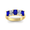 Load image into Gallery viewer, 3-carat-emerald-cut-5-stone-sapphire-wedding-band-in-yellow-gold-fdwb8008emgsablangle5-3.00ct-nl-yg