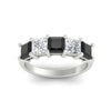 Load image into Gallery viewer, 3-carat-five-stone-princess-black-diamond-wedding-band-in-white-gold-fdwb8008prblackangle5-3.00ct-nl-wg.jpg