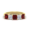 Load image into Gallery viewer, 3-carat-five-stone-princess-ruby-wedding-band-in-yellow-gold-fdwb8008prgrudrsleep-3.00ct-nl-yg.jpg