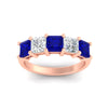 Load image into Gallery viewer, 3-carat-five-stone-princess-sapphire-wedding-band-in-rose-gold-fdwb8008prgsablangle5-3.00ct-nl-rg.jpg
